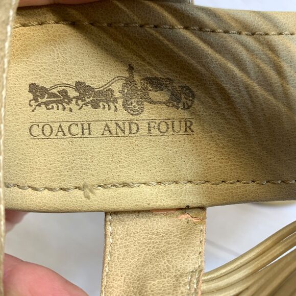 Coach and Four Brown Rhinestone Embellished Leather Slingback Sandals Size 7.5M - Picture 12 of 12